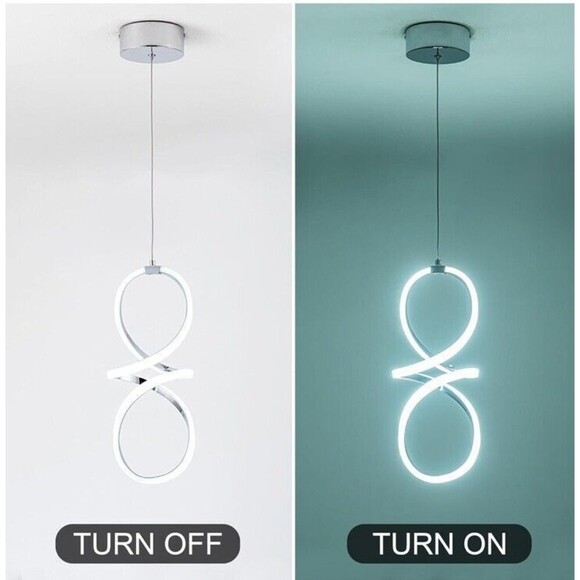 Silver Pendant White Light Kitchen Island Hanging Ceiling Light for Dining Room - Picture 2 of 6